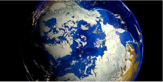A view of the Arctic circle from space
